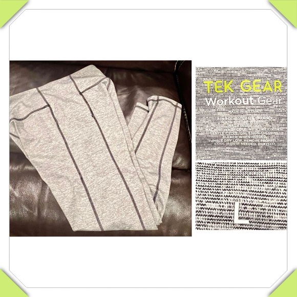 Women’s Tek Gear leggings - heather gray w/black trim - Large - thigh pockets - Picture 7 of 7
